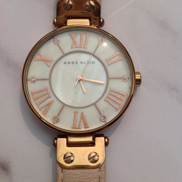Anne Klein Quartz Wrist Watch MOP Face and Rose Gold & Arabic Numerals - Picture 6 of 12